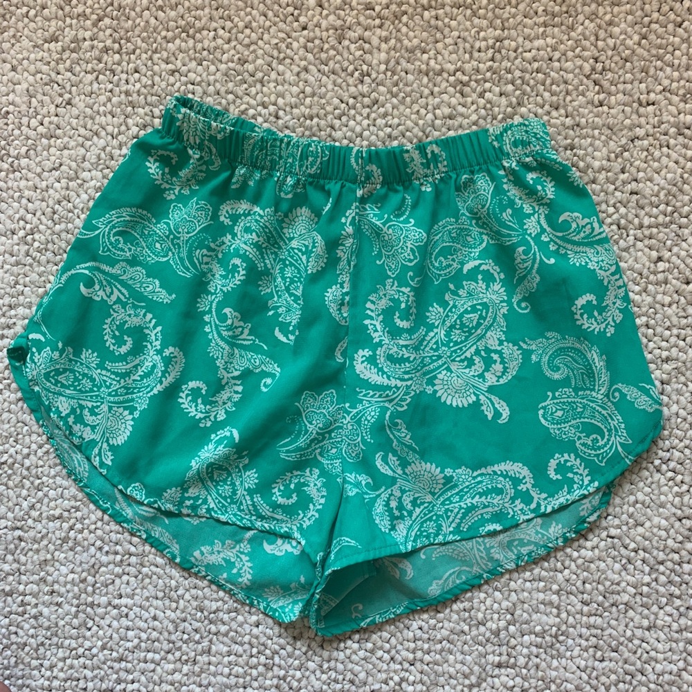 Green Floral shorts